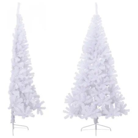 Sapin de Noël artificiel moitié avec support blanc 240 cm PVC