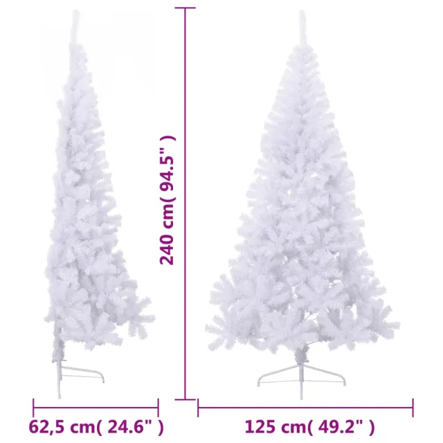 Sapin de Noël artificiel moitié avec support blanc 240 cm PVC
