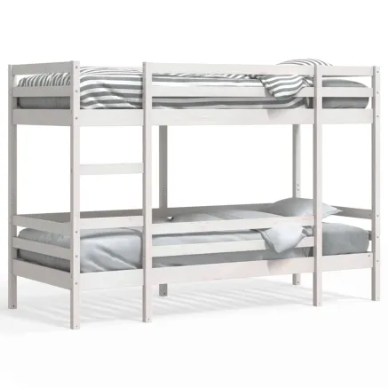 Lit superposé sans matelas blanc 90x200 cm bois de pin massif 2