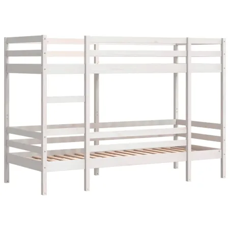Lit superposé sans matelas blanc 90x200 cm bois de pin massif