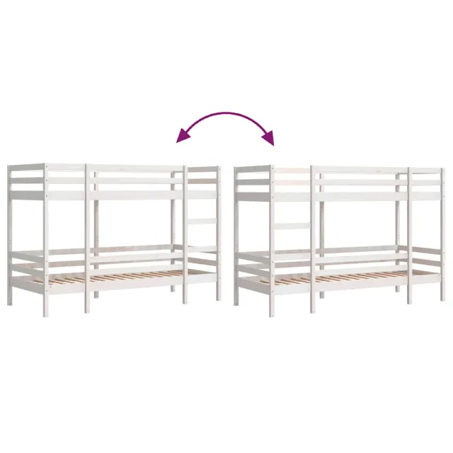 Lit superposé sans matelas blanc 90x200 cm bois de pin massif