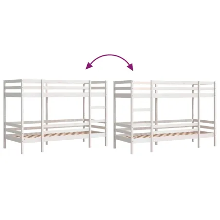 Lit superposé sans matelas blanc 90x200 cm bois de pin massif