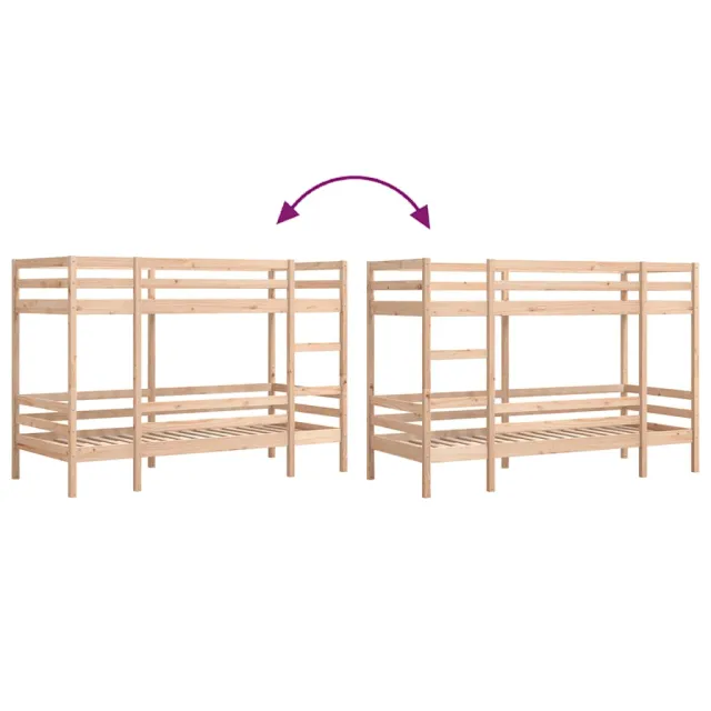 Lit superposé sans matelas 90x190 cm bois de pin massif