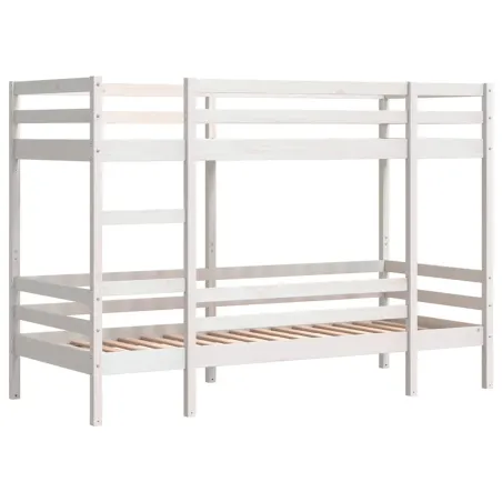 Lit superposé sans matelas blanc 90x190 cm bois de pin massif