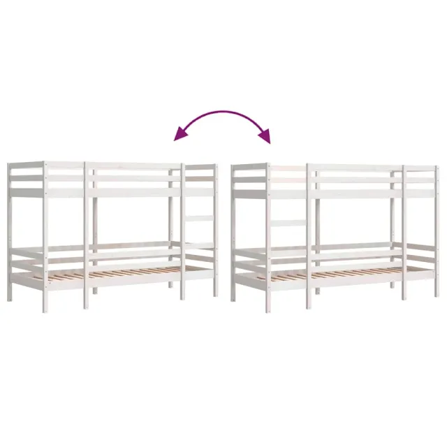 Lit superposé sans matelas blanc 90x190 cm bois de pin massif