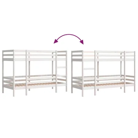 Lit superposé sans matelas blanc 90x190 cm bois de pin massif