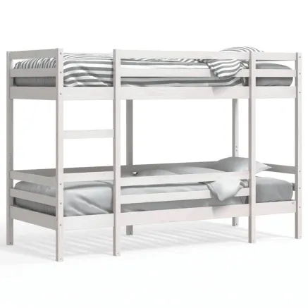 Lit superposé sans matelas blanc 75x190 cm bois de pin massif 2