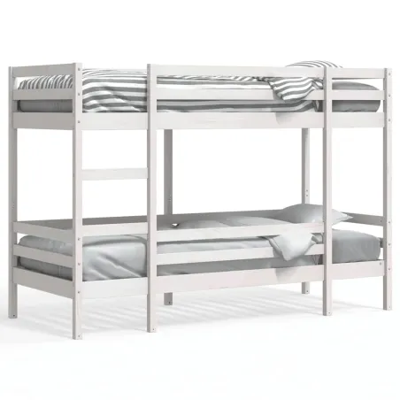 Lit superposé sans matelas blanc 75x190 cm bois de pin massif