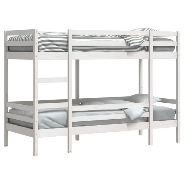 Lit superposé sans matelas blanc 75x190 cm bois de pin massif
