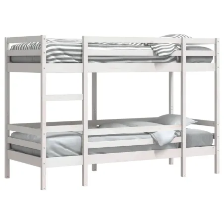Lit superposé sans matelas blanc 75x190 cm bois de pin massif