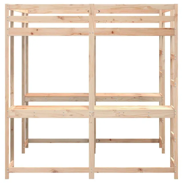 Lit superposé et bureau et échelle 160x200cm bois de pin massif