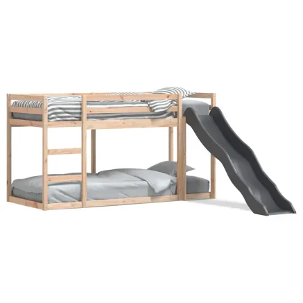 Lit superposé avec toboggan et échelle sans matelas 90x190 cm 2