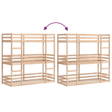 Lit superposé triple sans matelas 80x200 cm bois de pin massif
