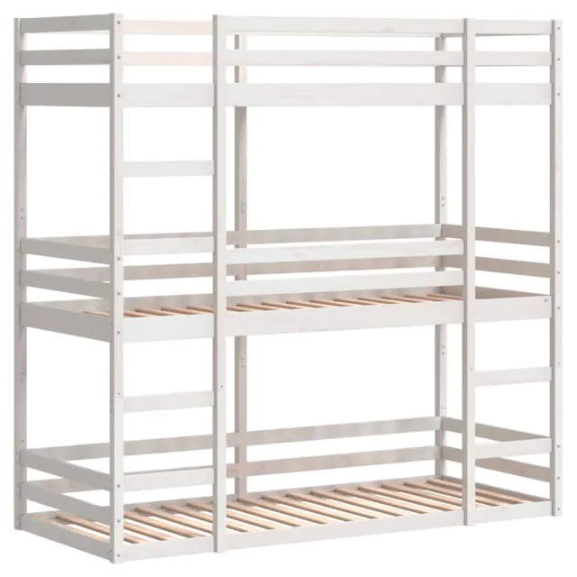Lit superposé triple sans matelas 90x200 cm bois de pin massif