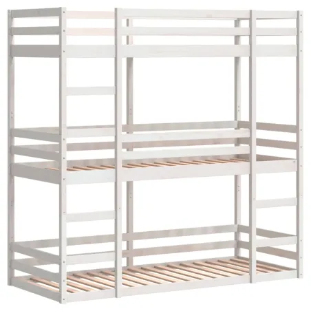 Lit superposé triple sans matelas 90x200 cm bois de pin massif