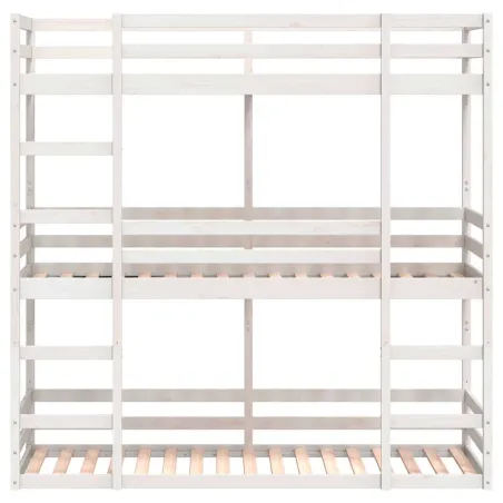 Lit superposé triple sans matelas 90x200 cm bois de pin massif
