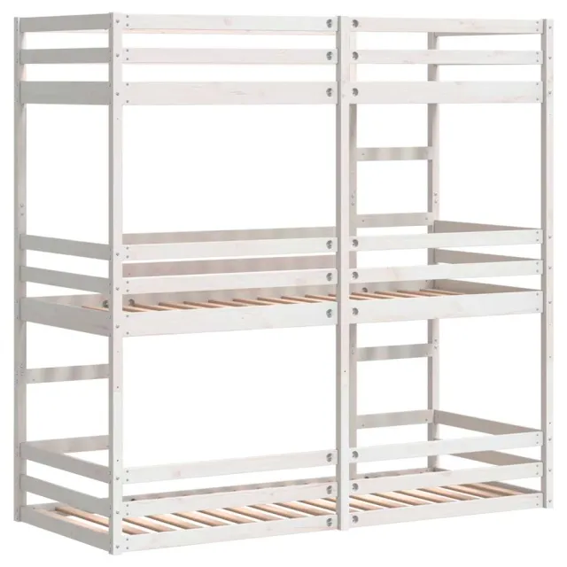 Lit superposé triple sans matelas 90x200 cm bois de pin massif