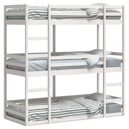 Lit superposé triple sans matelas 90x190 cm bois de pin massif 2