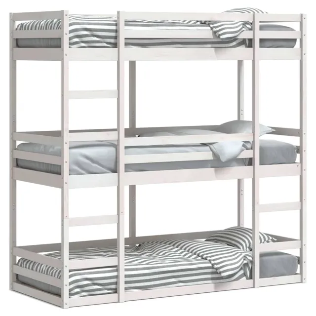 Lit superposé triple sans matelas 90x190 cm bois de pin massif