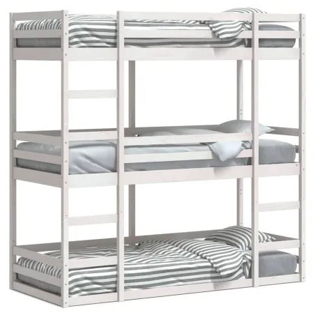 Lit superposé triple sans matelas 90x190 cm bois de pin massif