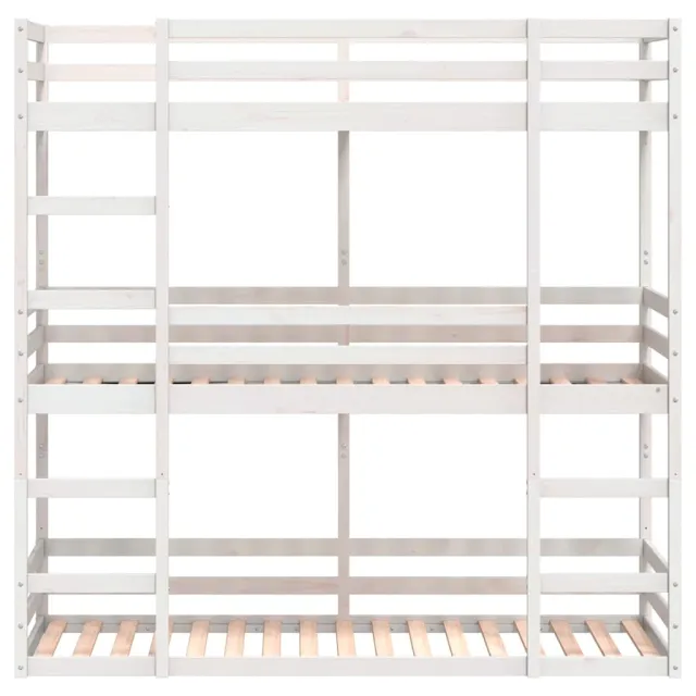 Lit superposé triple sans matelas 90x190 cm bois de pin massif