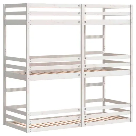 Lit superposé triple sans matelas 90x190 cm bois de pin massif