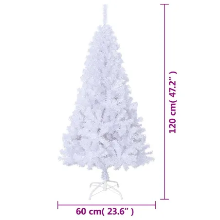 Arbre de Noël artificiel avec branches épaisses blanc 120cm PVC