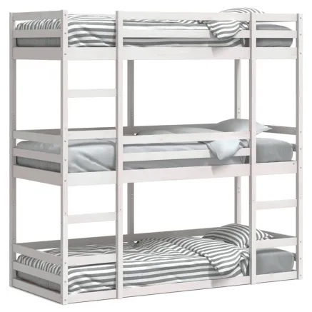 Lit superposé triple sans matelas 75x190 cm bois de pin massif 2
