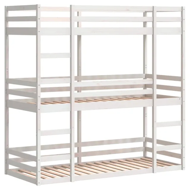 Lit superposé triple sans matelas 75x190 cm bois de pin massif