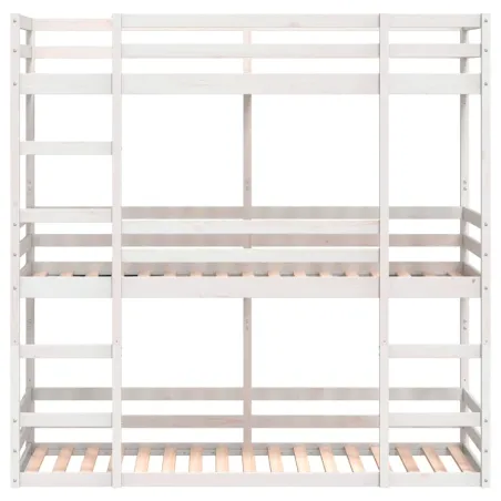 Lit superposé triple sans matelas 75x190 cm bois de pin massif