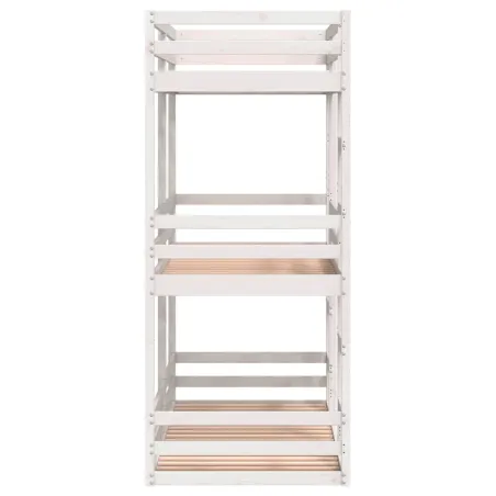 Lit superposé triple sans matelas 75x190 cm bois de pin massif