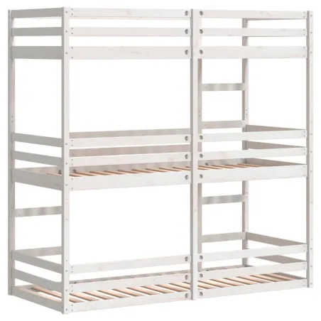 Lit superposé triple sans matelas 75x190 cm bois de pin massif