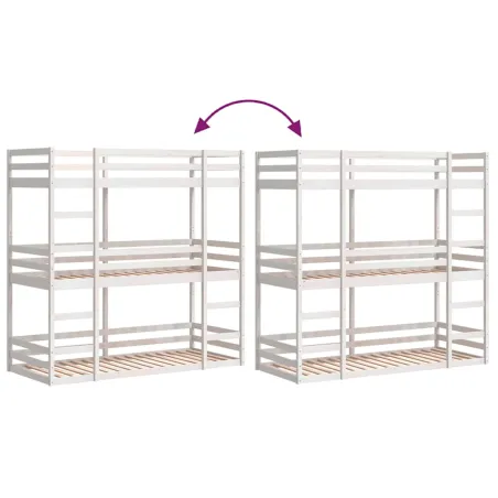 Lit superposé triple sans matelas 75x190 cm bois de pin massif