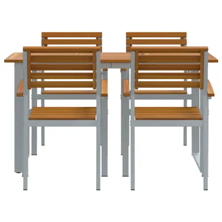 Ensemble de salle à manger pour jardin 5 pcs Gris
