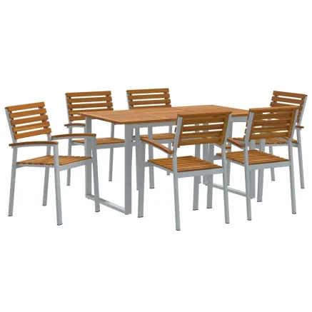 Ensemble de salle à manger pour jardin 7 pcs Gris 2