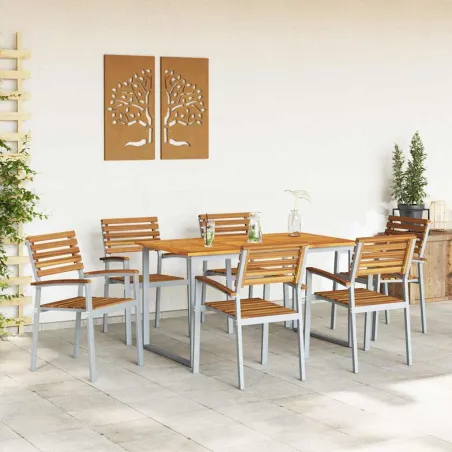 Ensemble de salle à manger pour jardin 7 pcs Gris