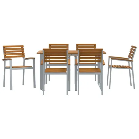 Ensemble de salle à manger pour jardin 7 pcs Gris
