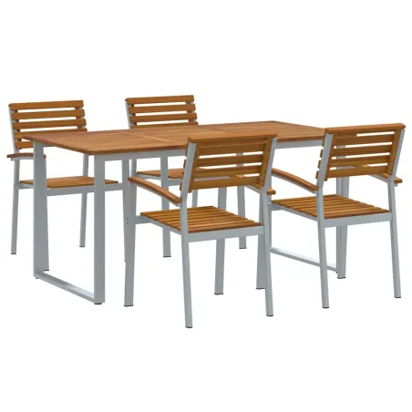Ensemble de salle à manger pour jardin 5 pcs Gris