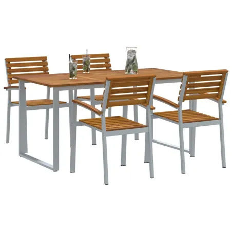 Ensemble de salle à manger pour jardin 5 pcs Gris