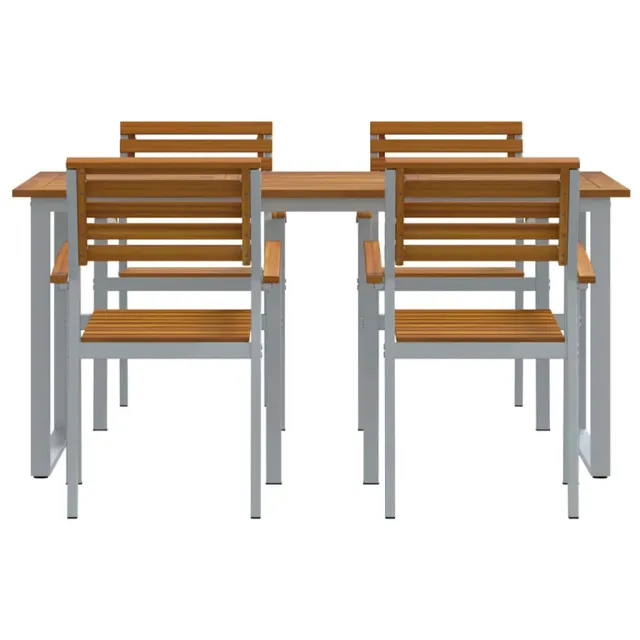 Ensemble de salle à manger pour jardin 5 pcs Gris