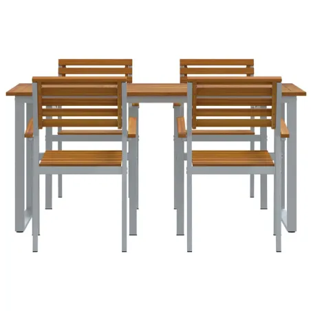 Ensemble de salle à manger pour jardin 5 pcs Gris