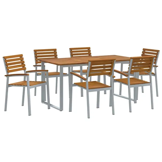 Ensemble de salle à manger pour jardin 7 pcs Gris