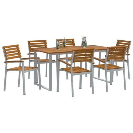 Ensemble de salle à manger pour jardin 7 pcs Gris