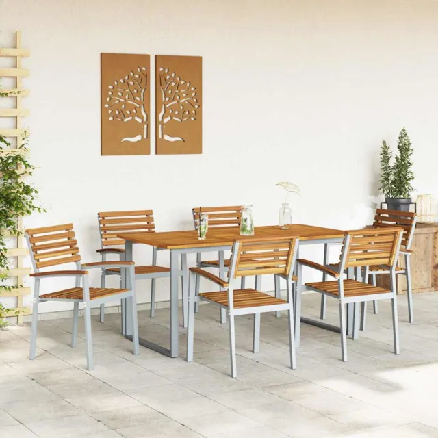 Ensemble de salle à manger pour jardin 7 pcs Gris