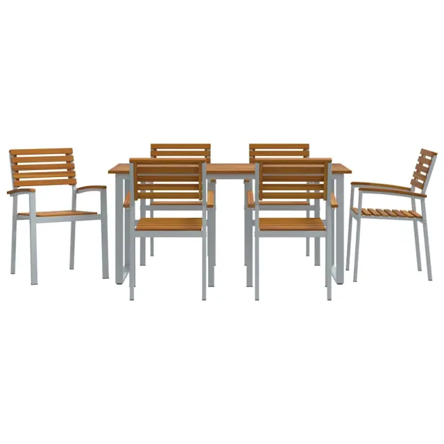 Ensemble de salle à manger pour jardin 7 pcs Gris