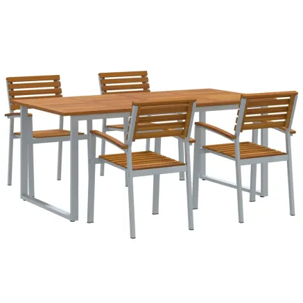 Ensemble de salle à manger pour jardin 5 pcs Gris 2