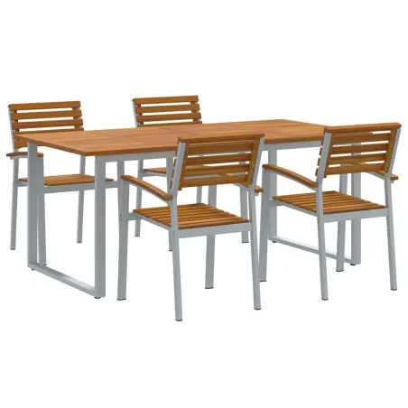 Ensemble de salle à manger pour jardin 5 pcs Gris