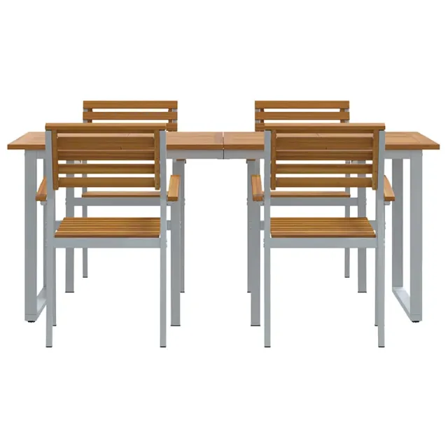 Ensemble de salle à manger pour jardin 5 pcs Gris