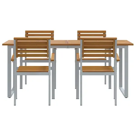 Ensemble de salle à manger pour jardin 5 pcs Gris
