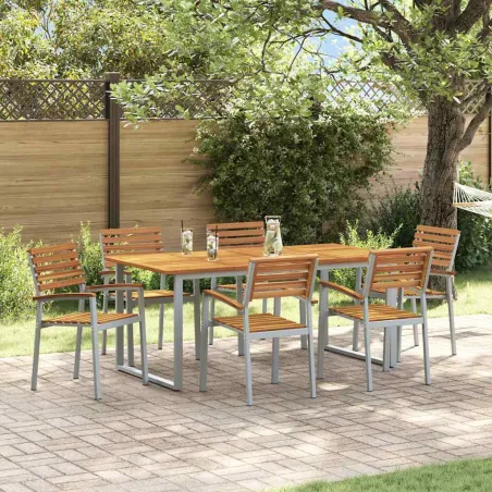 Ensemble de salle à manger pour jardin 7 pcs Gris